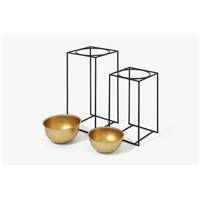 Janelle lot de 2 cache-pot laiton et noir