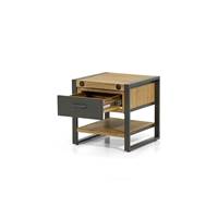 Kiko table de chevet acacia et métal 1 étagère 1 tiroir
