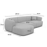 Gankeri canapé d'angle gauche en tissu texturé beige