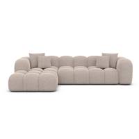 Cotton canapé d'angle gauche en tissu texturé beige