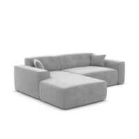 Novage canapé-lit d'angle gauche en velours gris clair avec coffre