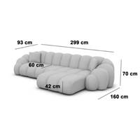 Dolban canapé d'angle droit en tissu texturé gris clair