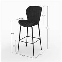Lotus chaise de bar en velours noir H75cm