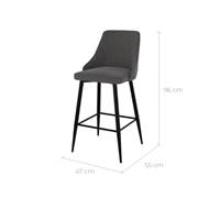 Diane chaise îlot central en tissu gris foncé H66,5
