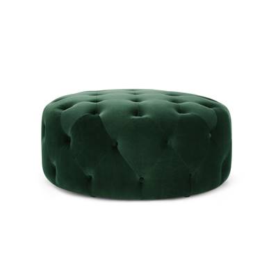 Hampton grand pouf rond velours vert sapin