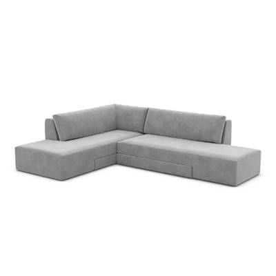 Dorapan canapé d'angle gauche convertible lit en velours gris clair