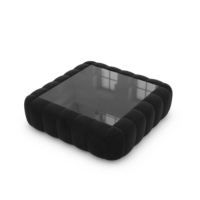 Quare table basse carrée en velours noir avec plateau en verre