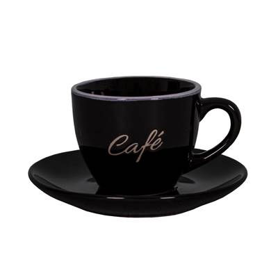 Tasse espresso et sous-tasse "Bistro - café" Noir