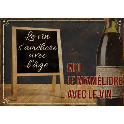 Plaque "Le vin s'améliore" 21*15