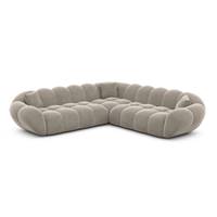 Sigono canapé corner en velours beige foncé