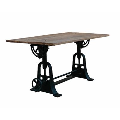 Arty table à manger industrielle en bois de manguier et métal noir 180cm