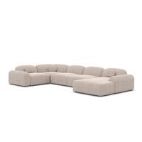 Buccana canapé panoramique d'angle droit en tissu texturé beige