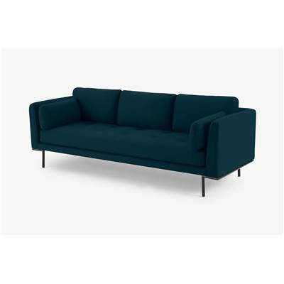 Harlow canapé 3 places en tissu bleu canard