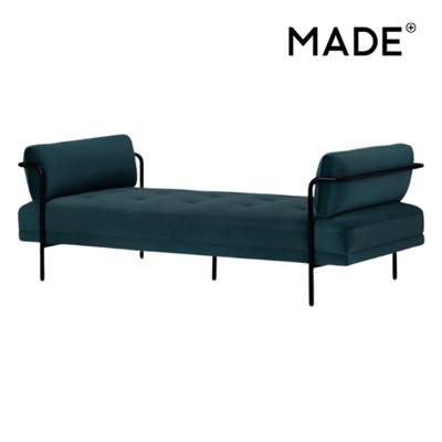 Harlow banquette velours recyclé bleu acier