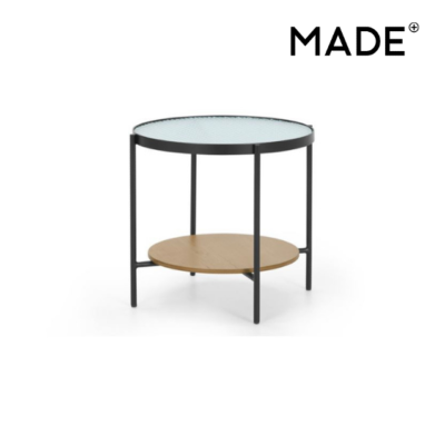 Kameko table d'appoint chêne et verre texture