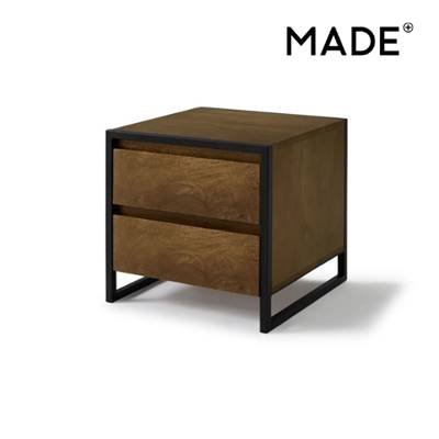 Rena table de chevet bois de manguier et noir