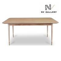 Living table à manger frêne et métal doré