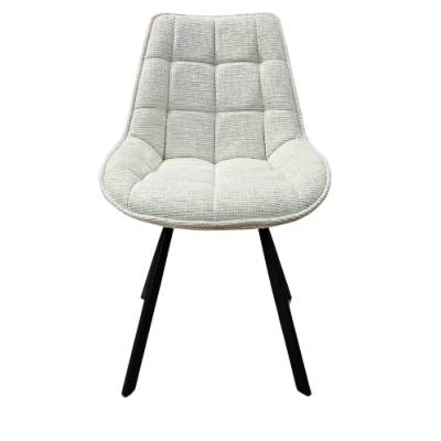 Telma chaise en tissu chenille écru piètement noir