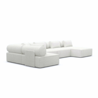 Anicipri canapé panoramique angle droit en tissu bouclé blanc