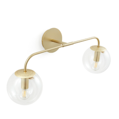 Manisa applique double laiton et verre transparent