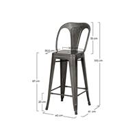 Lix chaise de bar métal gris anthracite avec dossier H67