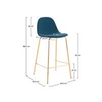 Vladi chaise de bar en cuir synthétique bleu H65