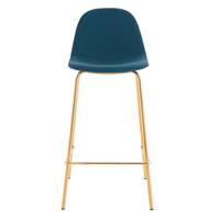 Vladi chaise de bar en cuir synthétique bleu H65