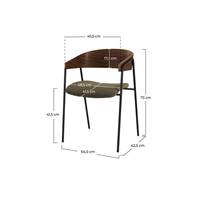 Briva chaise velours vert kaki et bois de noyer