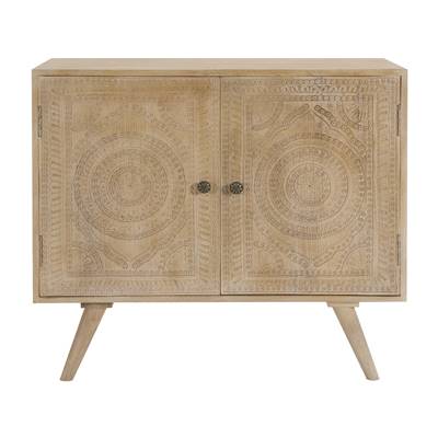 Linium petit buffet en bois avec 2 portes gravées bohème
