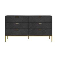Aya commode 6 tiroirs en ardoise, mtal et bois de manguier