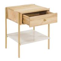 Octavie table de chevet en bois et marbre blanc