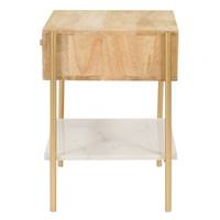 Octavie table de chevet en bois et marbre blanc