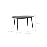 Epura table à manger ovale en bois noir 6 personnes 150cm