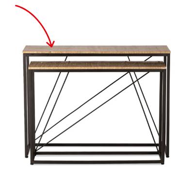 Tripoli grande console en travertin naturel et métal noir