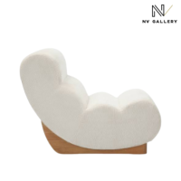 Lucius fauteuil en tissu tweed crème pied bois blond