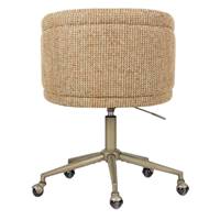Lucy chaise de bureau à roulettes rotative en tissu tweed jaune et laiton