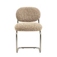 Matilda chaise en tissu bouclé beige moucheté et métal chromé