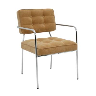 Luca chaise en velours orange abricot et tube acier chromé