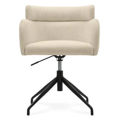 Baita chaise de bureau rotative en tissu bouclé blanc et métal noir