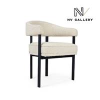 Glorysse chaise avec accoudoirs en tissu bouclé blanc