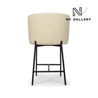 Gilo tabouret de bar en tissu bouclé blanc et métal noir H65