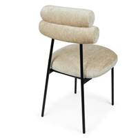 Glorys chaise en tissu beige satiné et pieds noirs