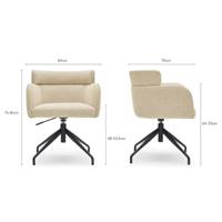 Baita chaise de bureau rotative en tissu tweedé beige sable et métal noir