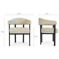 Glorysse chaise avec accoudoirs en tissu beige satiné et pieds noirs