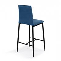 Beata tabouret de bar en velours bleu dossier haut H65