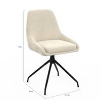Elena chaise pivotante en velours crème et métal noir