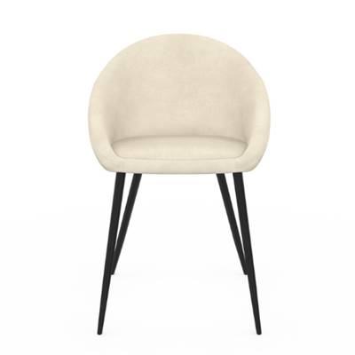 Agnes chaise arrondie en velours crème et métal noir
