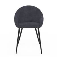 Agnes chaise arrondie en velours gris foncé et métal noir