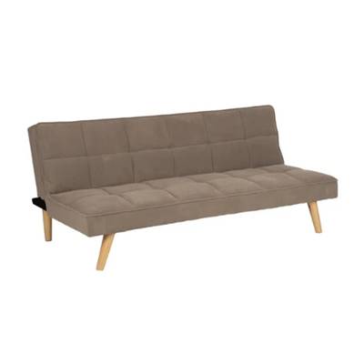 Canapé-lit convertible en tissu beige foncé et bois