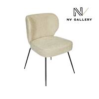 Valo chaise en tissu tweed sable et métal noir